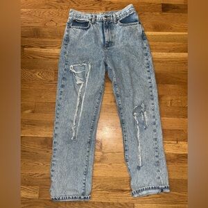 Carnar High Waisted Light Wash Blue Ripped Jeans